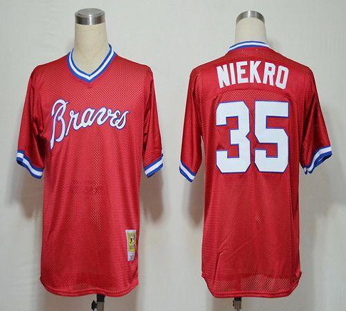 Mitchell And Ness 1980 Braves #35 Phil Niekro Red Stitched Jersey