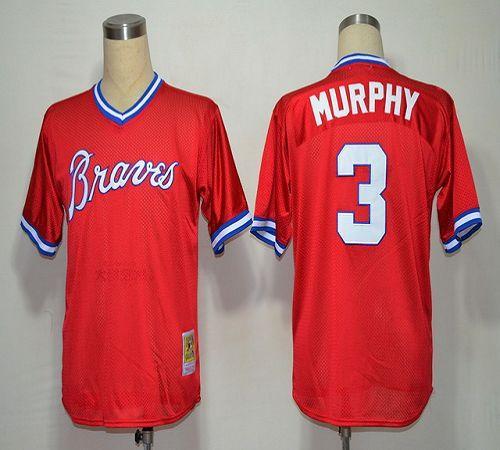 Mitchell And Ness 1980 Braves #3 Dale Murphy Red Stitched Jersey