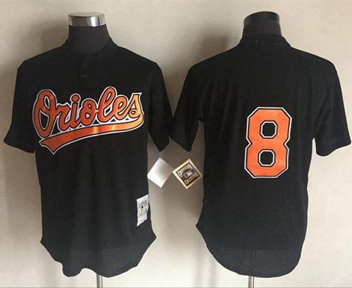 Mitchell And Ness 1997 Orioles #8 Cal Ripken Black Throwback Stitched Jersey