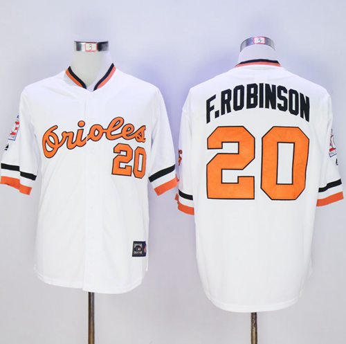 Mitchell And Ness Orioles #20 Frank Robinson White Stitched Jersey