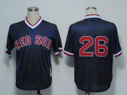Mitchell And Ness 1991 Red Sox #26 Wade Boggs Dark Blue Stitched Throwback Jersey
