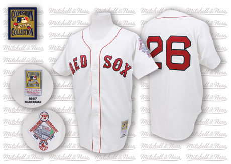 Mitchell And Ness 1987 Red Sox #26 Wade Boggs White Throwback Stitched Jersey
