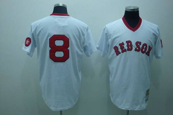 Mitchell And Ness Red Sox #8 Carl Yastrzemski Stitched White Throwback Jersey