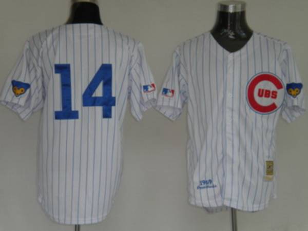 Mitchell And Ness Cubs #14 Ernie Banks Stitched White Throwback Jersey