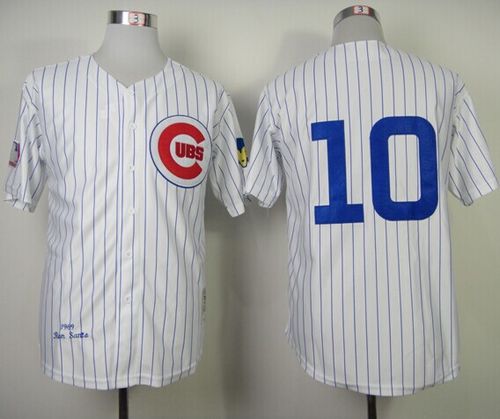 Mitchell And Ness 1969 Cubs #10 Ron Santo White Throwback Stitched Jersey