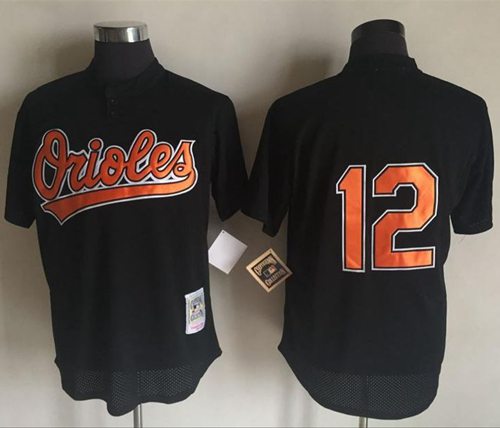 Mitchell And Ness 1997 Orioles #12 Roberto Alomar Black Throwback Stitched Jersey