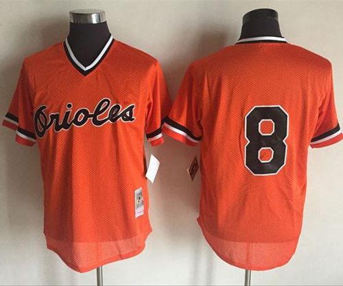 Mitchell And Ness 1988 Orioles #8 Cal Ripken Orange Throwback Stitched Jersey