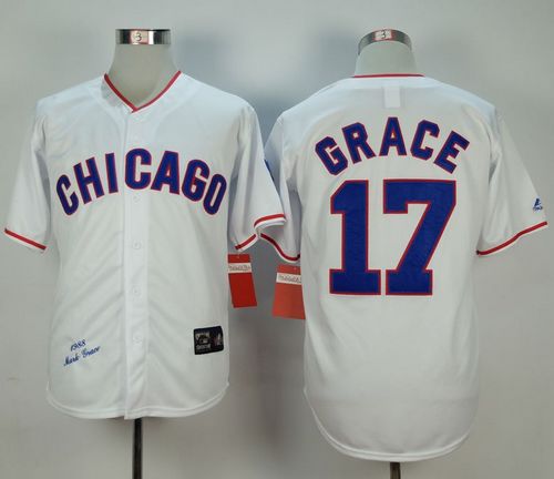 Mitchell And Ness 1988 Cubs #17 Mark Grace White Stitched Jersey