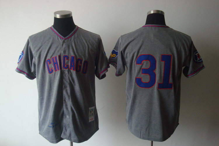 Mitchell And Ness 1968 Cubs #31 Fergie Jenkins Grey Stitched Throwback Jersey