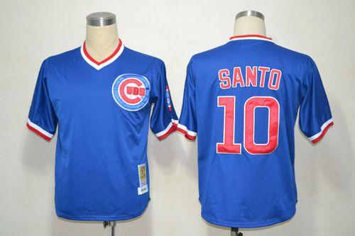 Mitchell And Ness Cubs #10 Ron Santo Stitched Blue Throwback Jersey