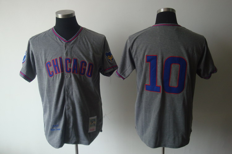 Mitchell And Ness 1968 Cubs #10 Ron Santo Grey Stitched Throwback Jersey