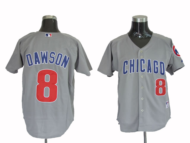 Mitchell And Ness Cubs #8 Andre Dawson Stitched Grey Throwback Jersey