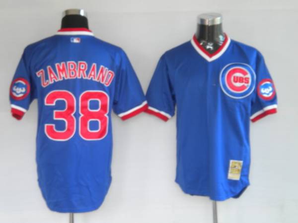 Mitchell And Ness Cubs #38 Carlos Zambrano Stitched Blue Throwback Jersey