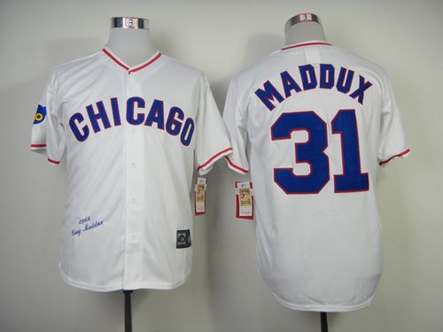 Mitchell And Ness 1988 Cubs #31 Greg Maddux White Throwback Stitched Jersey