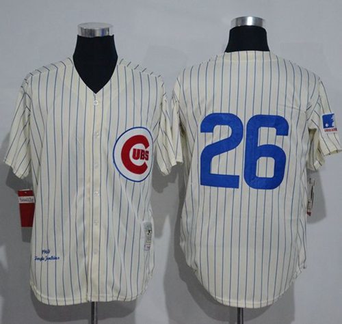 Mitchell And Ness 1969 Cubs #26 Billy Williams Cream Strip Throwback Stitched Jersey