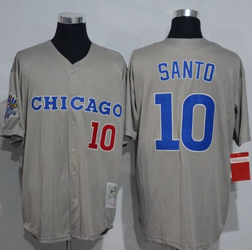 Mitchell And Ness 1990 Cubs #10 Ron Santo Grey Throwback Stitched Jersey