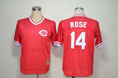 Mitchell And Ness Reds #14 Pete Rose Red Throwback Stitched Jersey