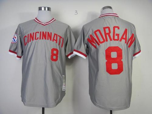 Mitchell And Ness Reds #8 Joe Morgan Grey Throwback Stitched Jersey