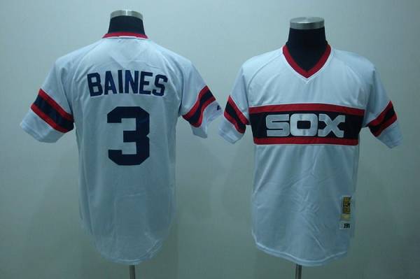 Mitchell And Ness White Sox #3 Harold Baines Stitched White Throwback Jersey