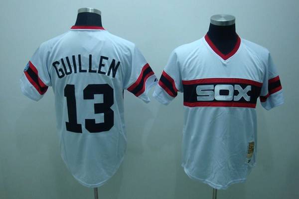 Mitchell And Ness White Sox #13 Ozzie Guillen Stitched White Throwback Jersey
