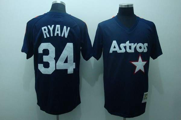 Mitchell And Ness Astros #34 Nolan Ryan Stitched Blue Throwback Jersey