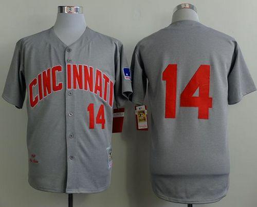 Mitchell And Ness 1969 Reds #14 Pete Rose Grey Throwback Stitched Jersey