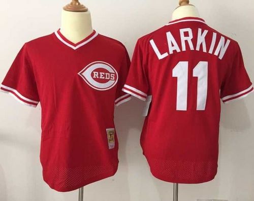 Mitchell And Ness Reds #11 Barry Larkin Red Throwback Stitched Jersey