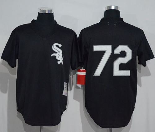 Mitchell And Ness 1993 White Sox #72 Carlton Fisk Black Throwback Stitched Jersey