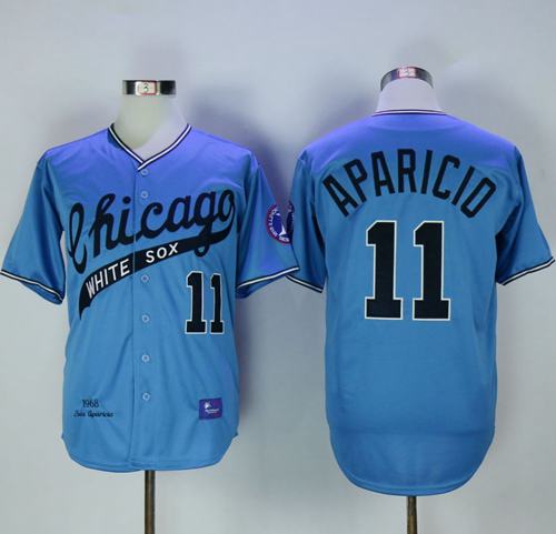 Mitchell And Ness 1968 White Sox #11 Luis Aparicio Blue Throwback Stitched Jersey