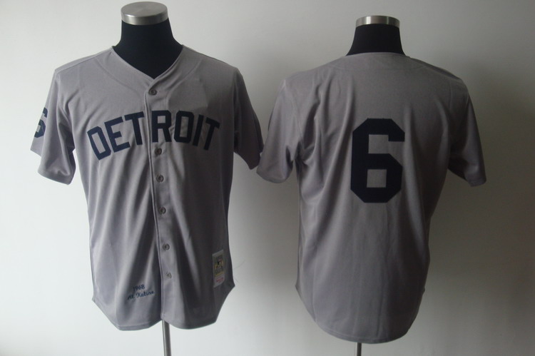 Mitchell And Ness 1968 Tigers #6 Al Kaline Grey Stitched Jersey