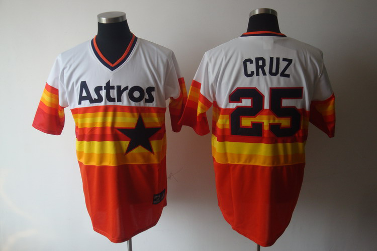 Mitchell And Ness Astros #25 Jose Cruz White Orange Stitched Throwback Jersey