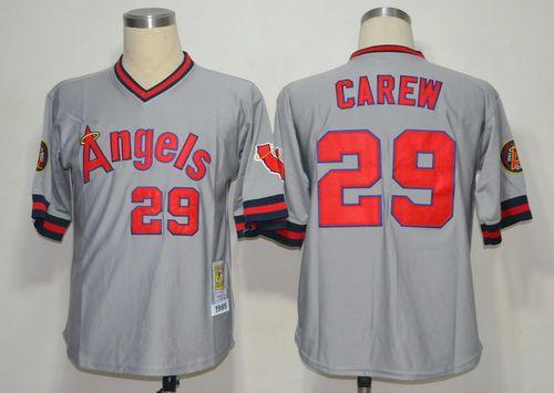 Mitchell And Ness 1985 Angels Of Anaheim #29 Rod Carew Grey Stitched Throwback Jersey