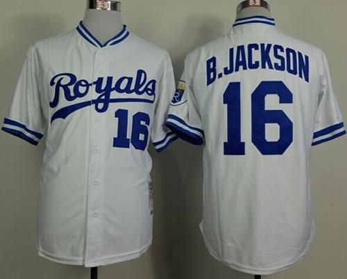 Mitchell And Ness 1980 Royals #16 Bo Jackson White Stitched Jersey