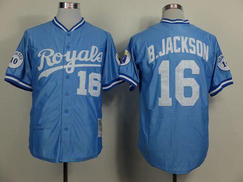 Mitchell And Ness Royals #16 Bo Jackson Light Blue Throwback Stitched Jersey