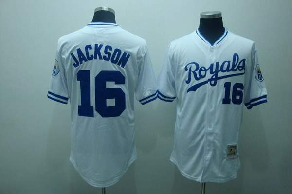 Mitchell And Ness Royals #16 Bo Jackson Stitched White Throwback Jersey