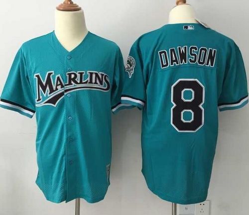 Mitchell And Ness 1995 Marlins #8 Andre Dawson Green Throwback Stitched Jersey