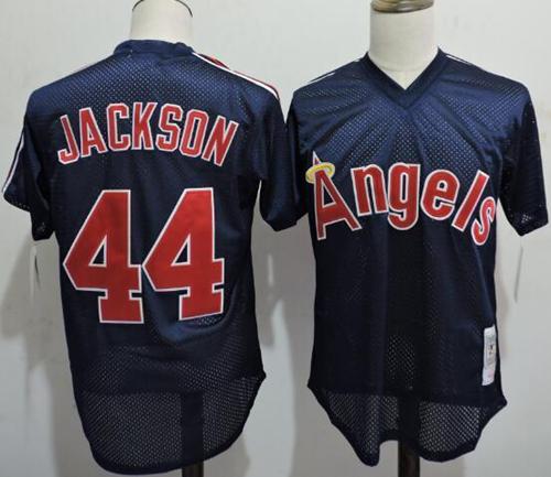 Mitchell And Ness Angels Of Anaheim #44 Reggie Jackson Navy Blue Throwback Stitched Jersey