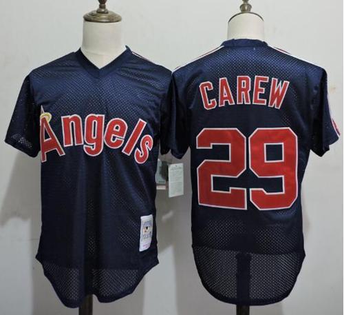Mitchell And Ness Angels Of Anaheim #29 Rod Carew Navy Blue Throwback Stitched Jersey