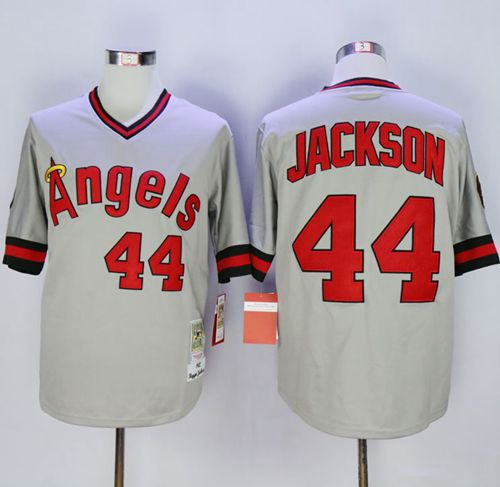 Mitchell And Ness Angels Of Anaheim #44 Reggie Jackson Stitched Grey Jersey