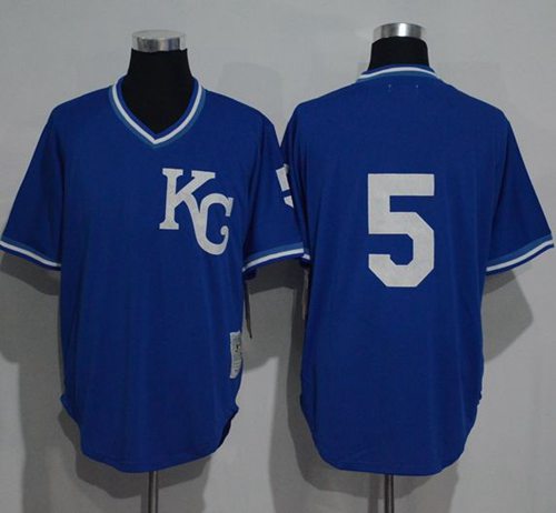 Mitchell And Ness 1989 Royals #5 George Brett Blue Throwback Stitched Jersey