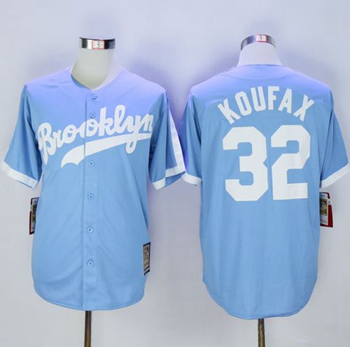 Mitchell And Ness Dodgers #32 Sandy Koufax Light Blue Throwback Stitched Jersey