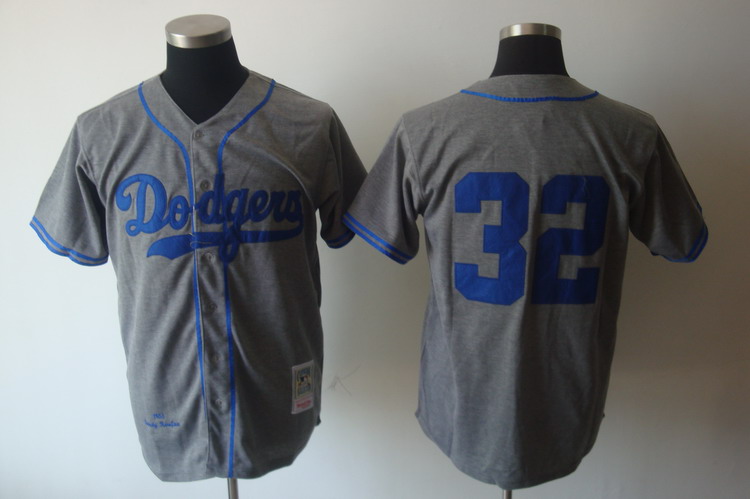 Mitchell And Ness Dodgers #32 Sandy Koufax Grey Stitched Throwback Jersey