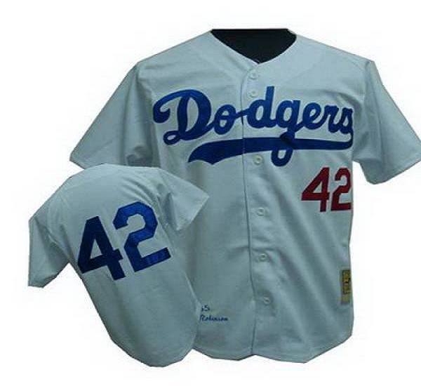 Mitchell And Ness Dodgers #42 Jackie Robinson Stitched White Throwback Jersey