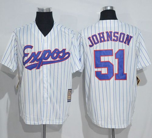 Mitchell And Ness Expos #51 Randy Johnson White Strip Throwback Stitched Jersey