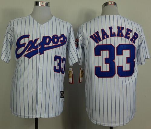 Mitchell And Ness 1982 Expos #33 Larry Walker White(Black Strip) Throwback Stitched Jersey