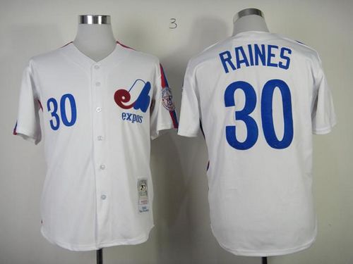 Mitchell And Ness Expos #30 Tim Raines White Throwback Stitched Jersey