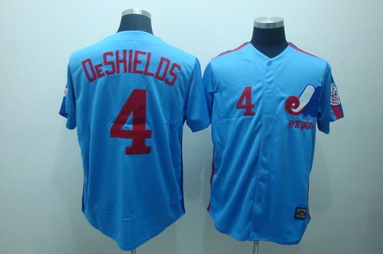 Mitchell And Ness Expos #4 Delino Deshields Blue Stitched Throwback Jersey
