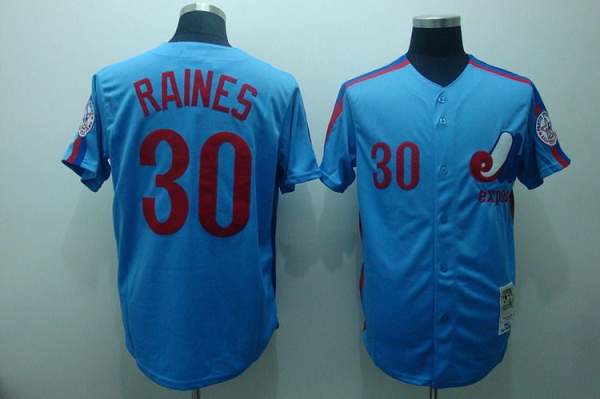 Mitchell And Ness Expos #30 Tim Raines Stitched Blue Throwback Jersey
