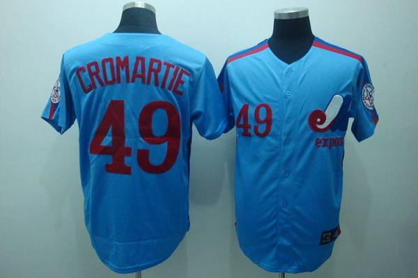 Mitchell And Ness Expos #49 Warren Cromartie Blue Stitched Throwback Jersey