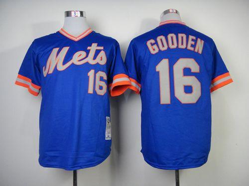 Mitchell And Ness 1983 Mets #16 Dwight Gooden Blue Throwback Stitched Jersey